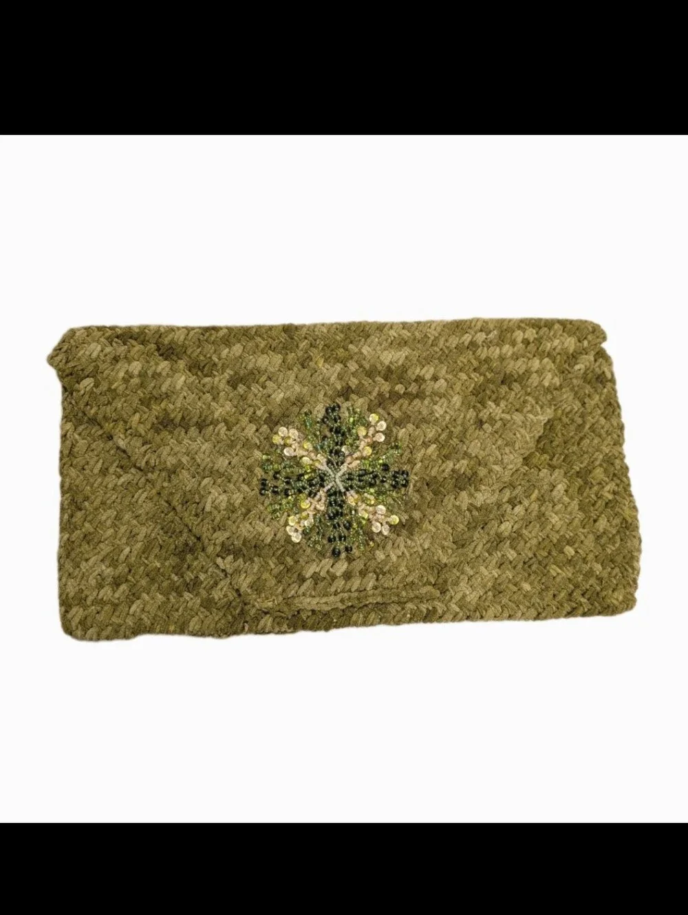 Vintage Handmade Crochet Clutch Purse Beaded Boho Chico #3050
